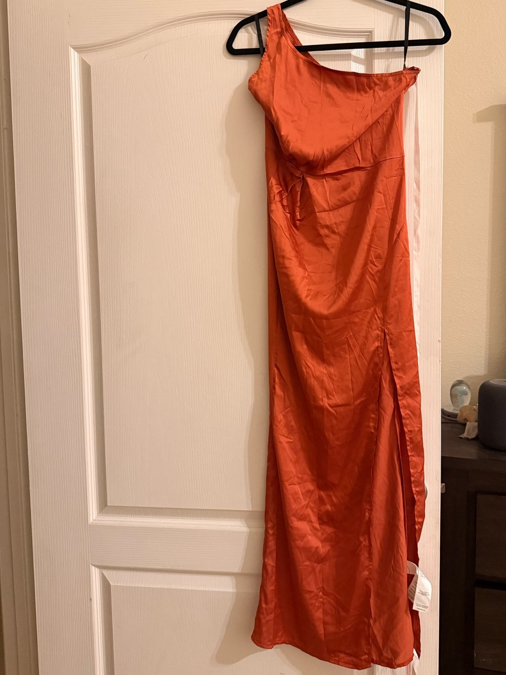Missguided One-Shoulder Satin Maxi Dress in Orange